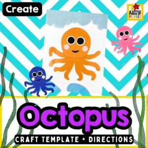 Octopus Craft for Kids (Free Printable Template), cute ocean animal craft for kids with easy printable octopus template for coloring and decorating, perfect for summer