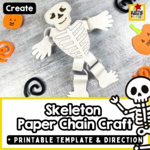 Paper Chain Skeleton Craft for Kids with Template – easy skeleton activity for kids using paper chains and a printable template